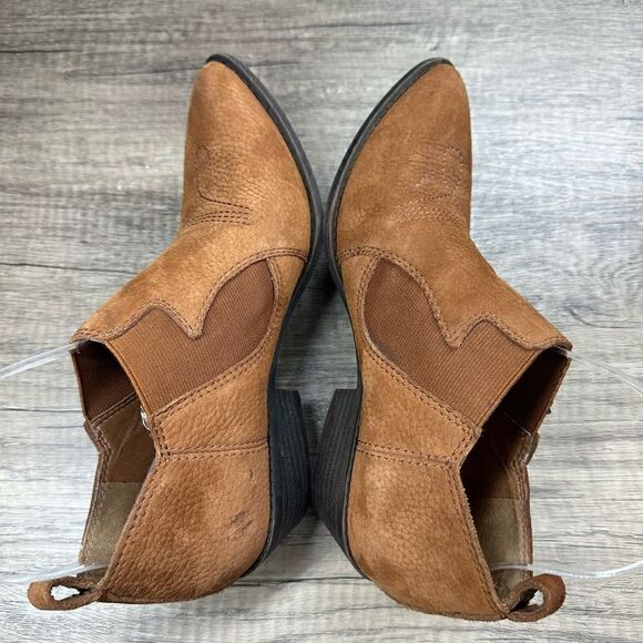 Lucky Brand~”Joelle” Leather Suede Brown Ankle Boot Western Cowboy Heel~Size 6M - Picture 8 of 11